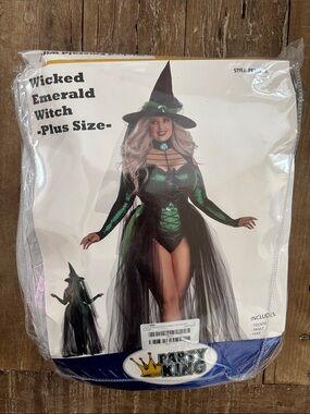 Party King Wicked Emerald Witch Costume Set NWT